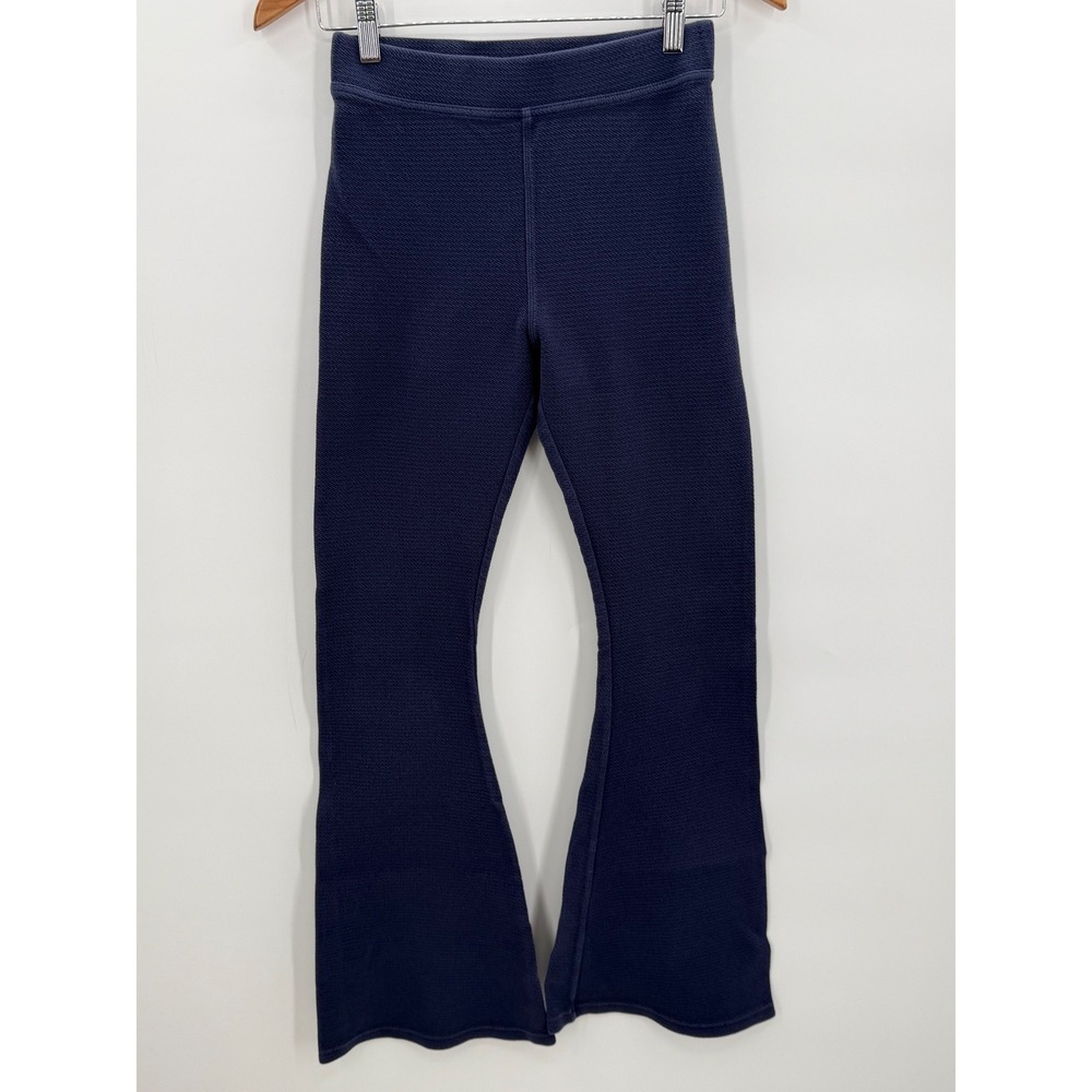 Aerie Offline Navy Blue Textured Flare Leggings Pants Medium - Picture 2 of 7